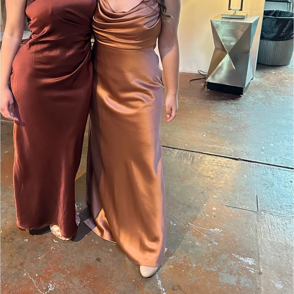 Revelry Skye Satin Dress in Copper - Picture 4 of 10